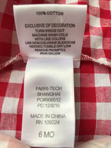 Fabri-Tech’s Toolbox shortall romper care label